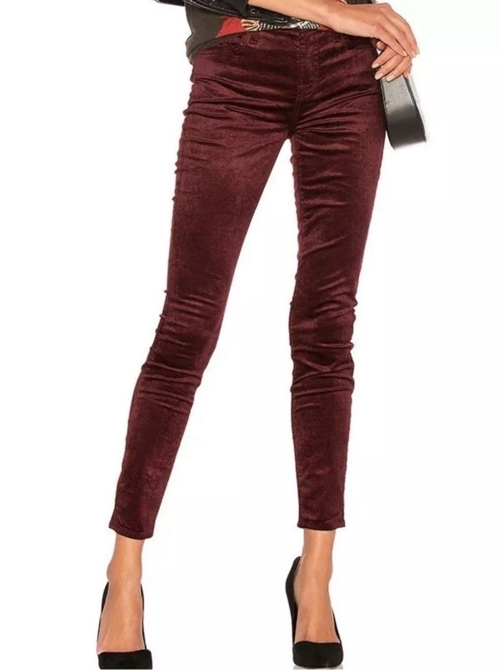 7 For All Mankind Velvet Skinny Jeans Women’s Size 25 Wine Burgundy 7FAM 0 / 2